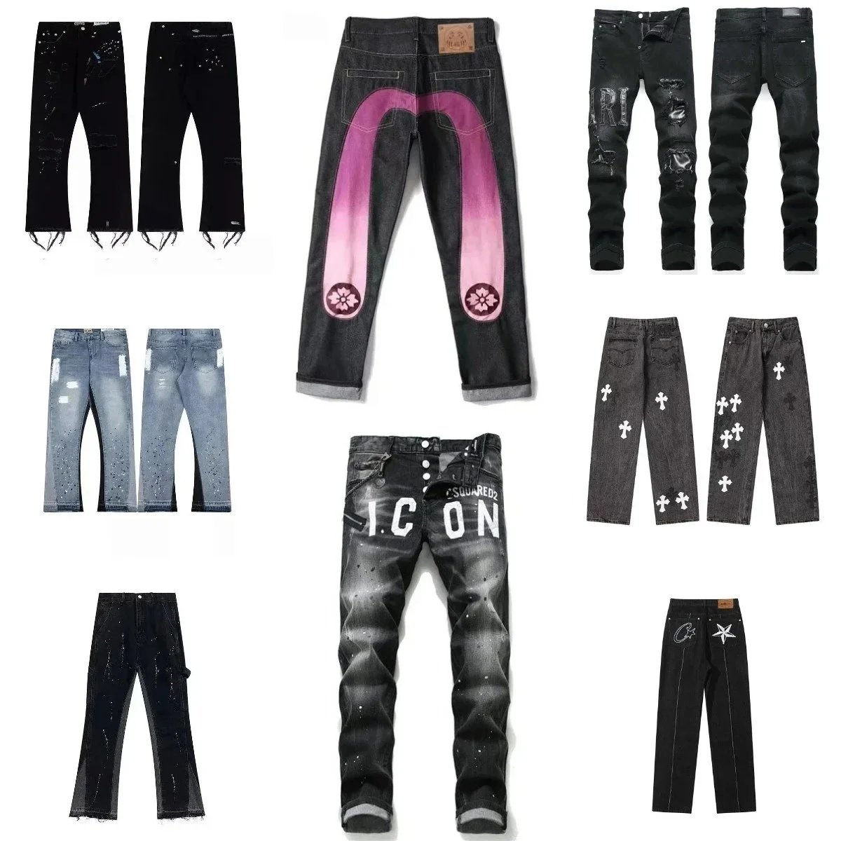 High quality version of washed and torn patchwork jeans YHH28-MBMS