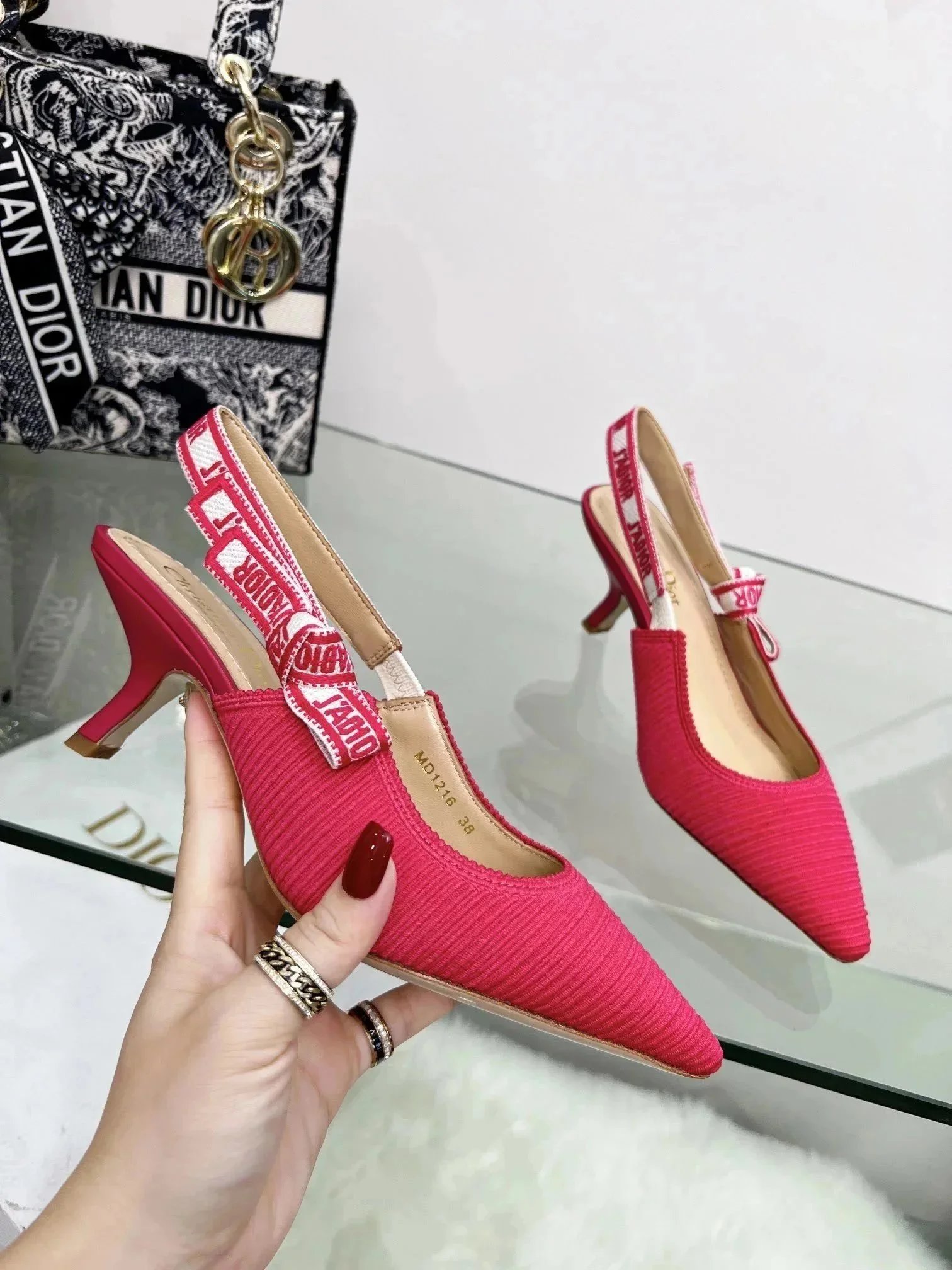 Dior J'Adior Slingback Heels Pink Corduroy - 30