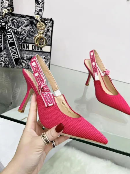 Dior J'Adior Slingback Heels Pink Corduroy - 16