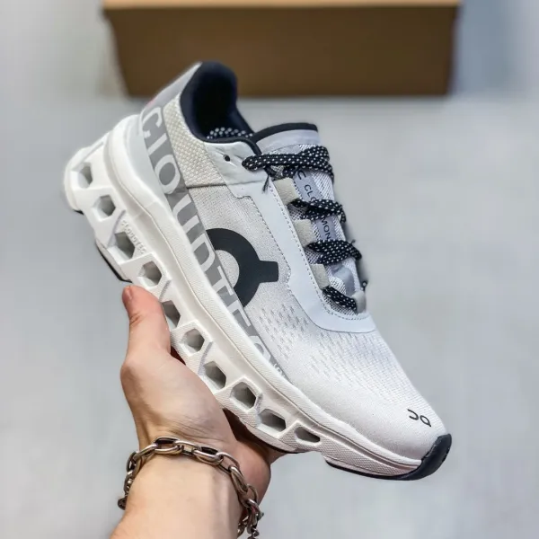 On Cloudmonster White/Black Running Shoes - 1
