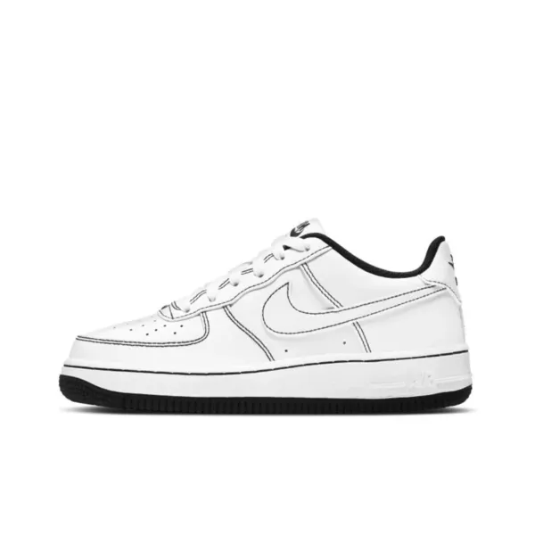 Nike Air Force 1 Low White Black Stitch Detail Sneakers - 1