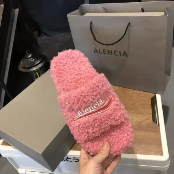 Balenciaga Teddy Slippers Orange Fuzzy Slippers - 13