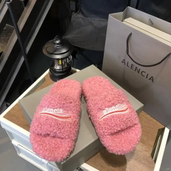 Balenciaga Teddy Slippers Orange Fuzzy Slippers - 14