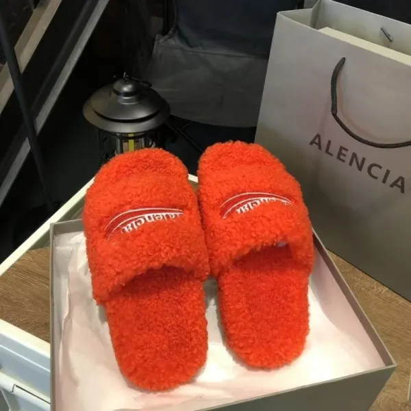 Balenciaga Teddy Slippers Orange Fuzzy Slippers - 20