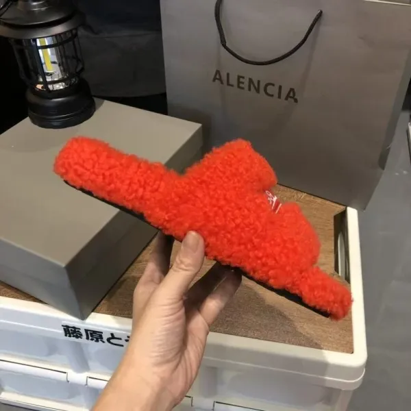 Balenciaga Teddy Slippers Orange Fuzzy Slippers - 19