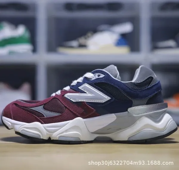 New Balance 9060 Burgundy Navy Chunky Sneakers - 1