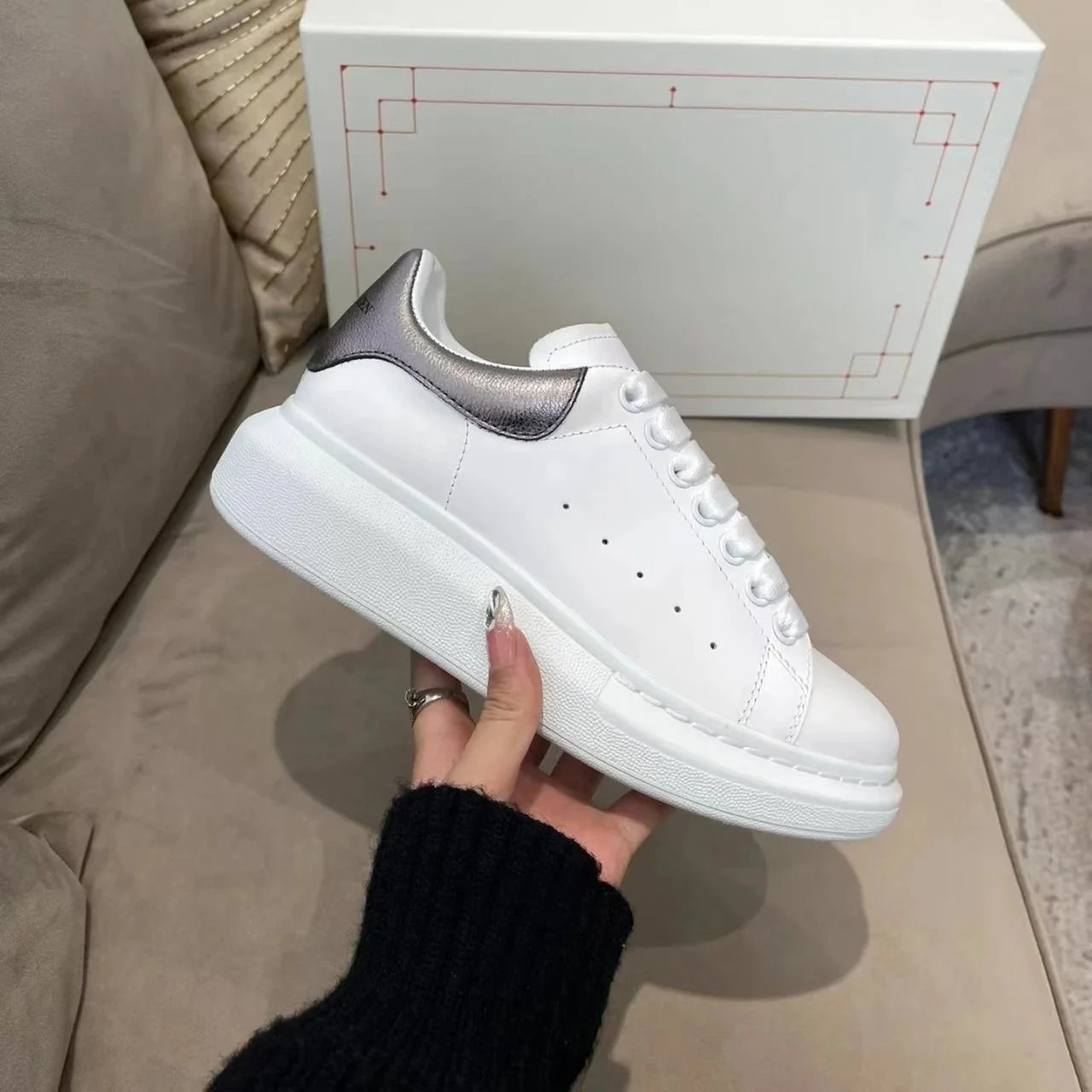Alexander McQueen Oversized Sneakers White with Rainbow Laces Sneakers - 12
