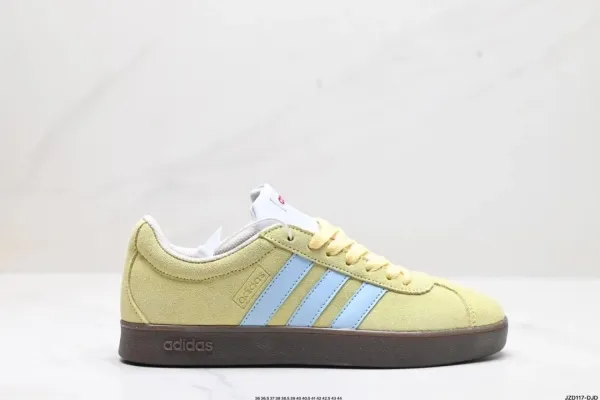 Adidas Originals VL Court 2.0 Pale Yellow with Light Blue Stripes Sneakers - 1