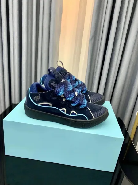 Maison Margiela Tabi Sneaker Navy Blue with Braided Laces Sneakers - 1
