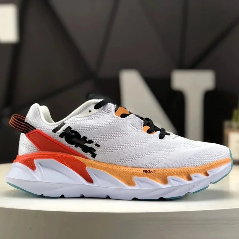Hoka One One Clifton 9 White Orange Running Shoes - 1