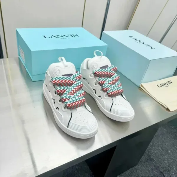 Lanvin Run Away White Multicolor Chevron Lace Sneakers - 1