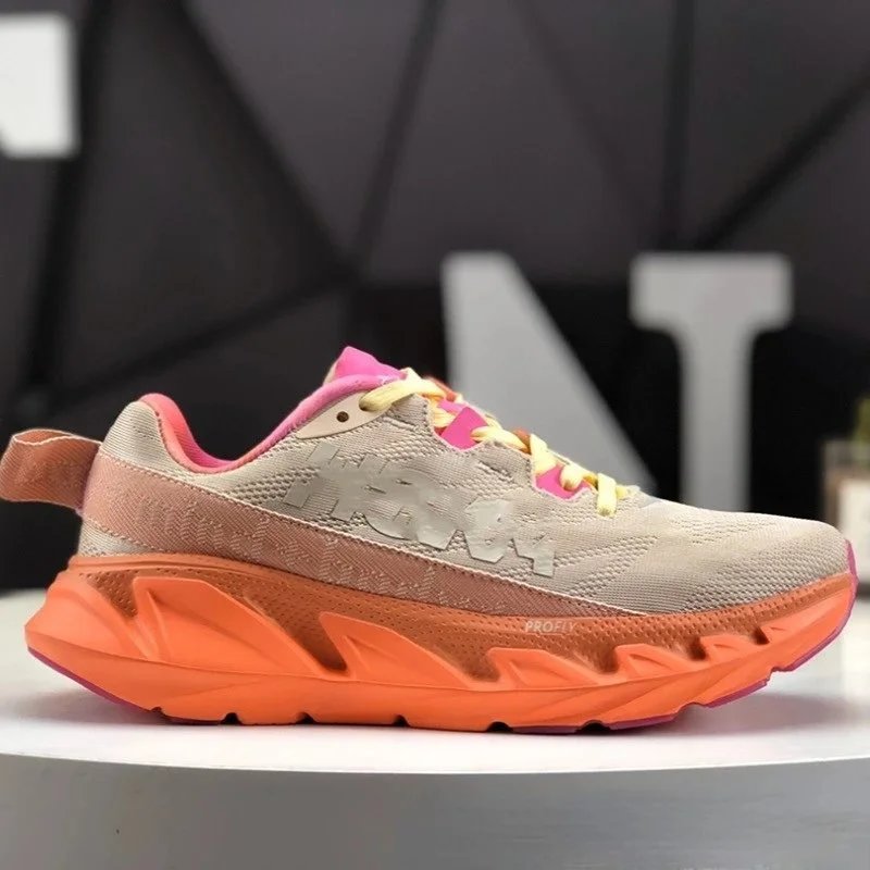 Hoka One One Clifton 9 White Orange Running Shoes - 3