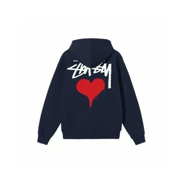 Stüssy Classic Logo Zip-Up Hoodie Navy - 15