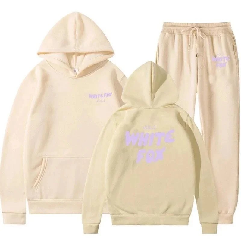 Design White Fox Vol.3 Pink Hoodie and Sweatpants Set Sets - 13