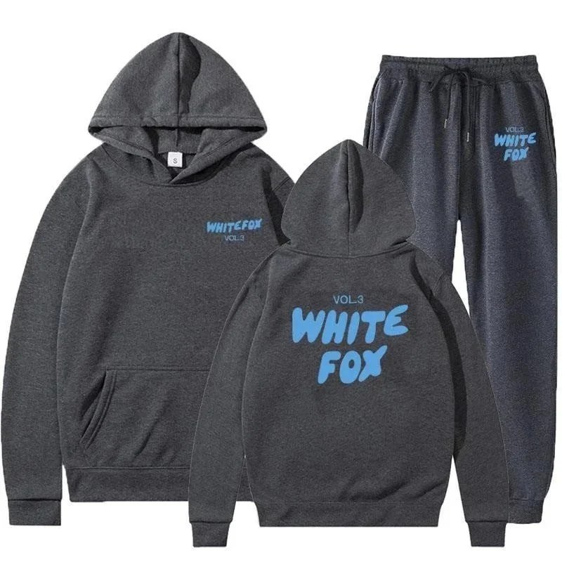 Design White Fox Vol.3 Pink Hoodie and Sweatpants Set Sets - 14