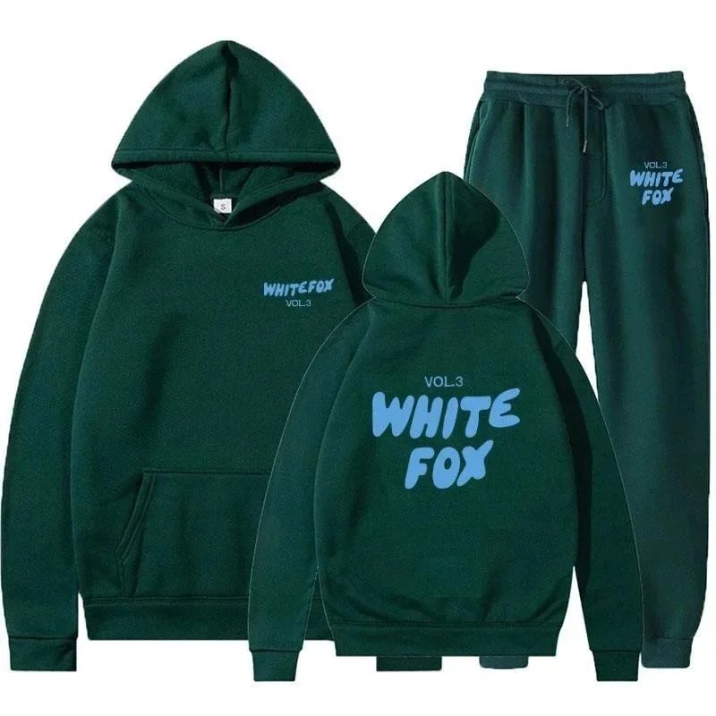 Design White Fox Vol.3 Pink Hoodie and Sweatpants Set Sets - 19