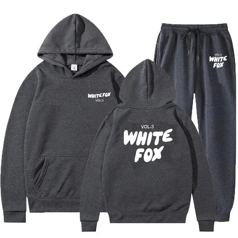 Design White Fox Vol.3 Pink Hoodie and Sweatpants Set Sets - 17