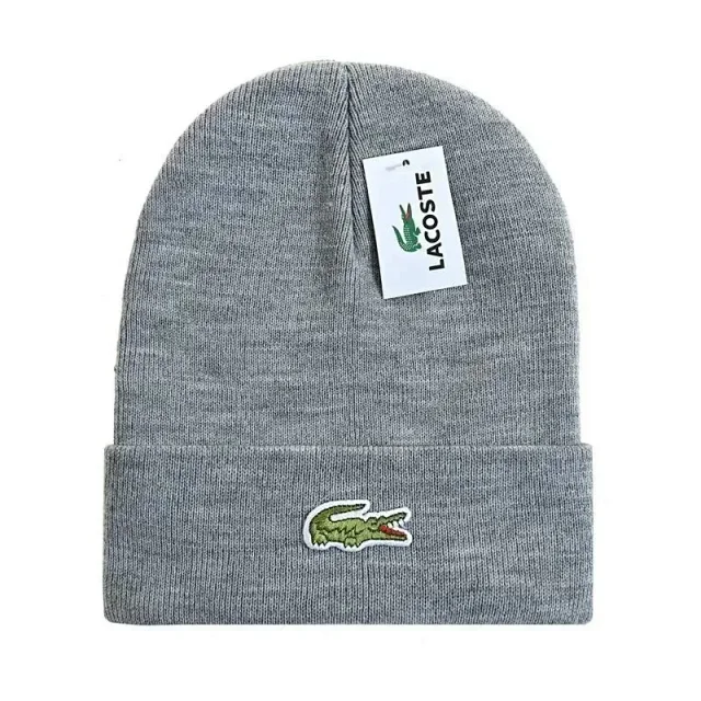 Lacoste Hats Ribbed knit cuff beanie with crocodile patch product detail image 12