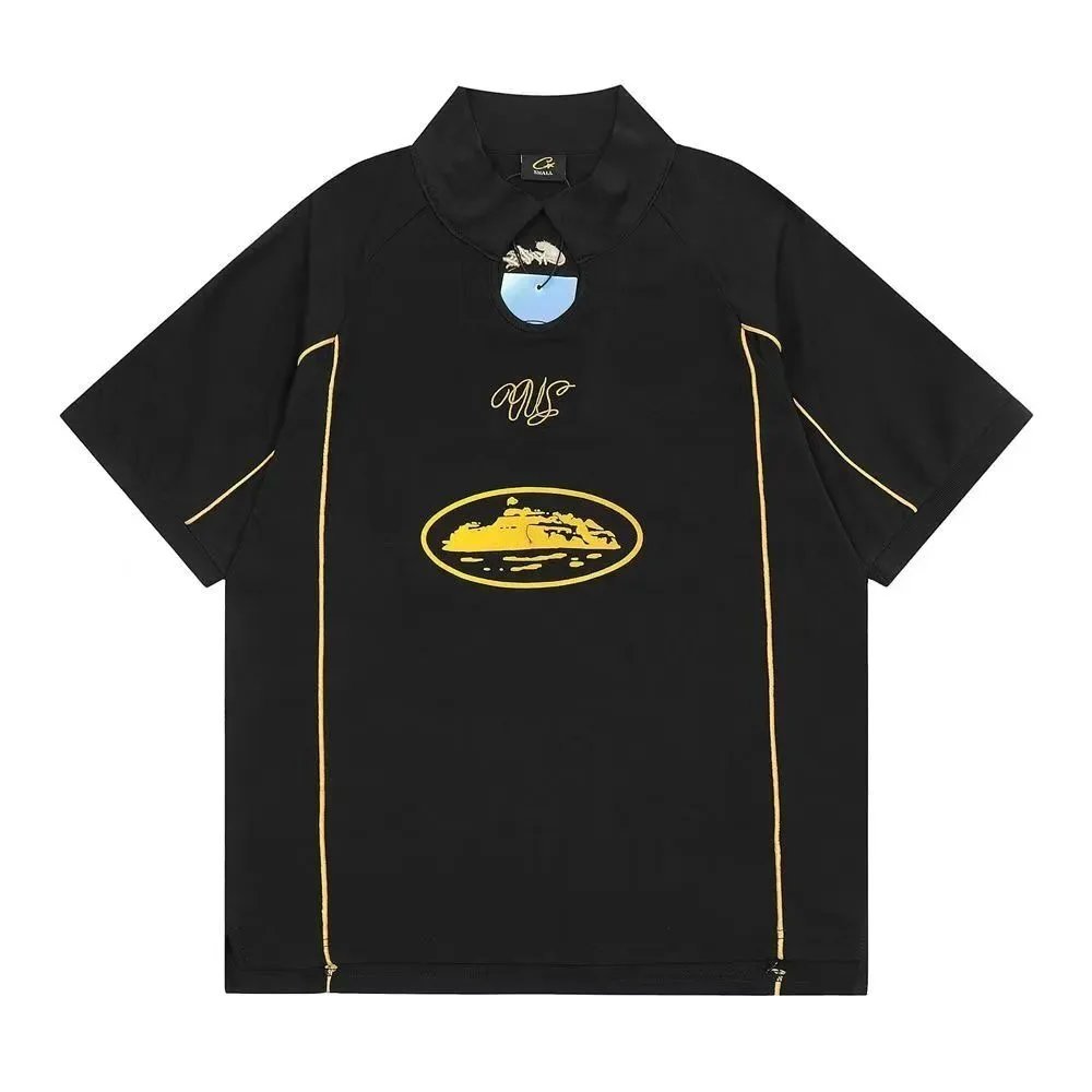 CLOT Black & Gold 'Island' Polo Shirt with Contrasting Trim Black