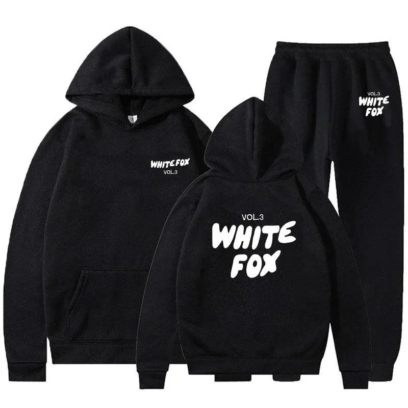Design White Fox Vol.3 Pink Hoodie and Sweatpants Set Sets - 8