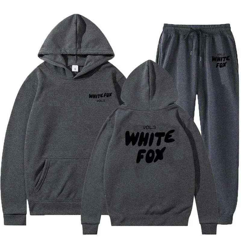Design White Fox Vol.3 Pink Hoodie and Sweatpants Set Sets - 16