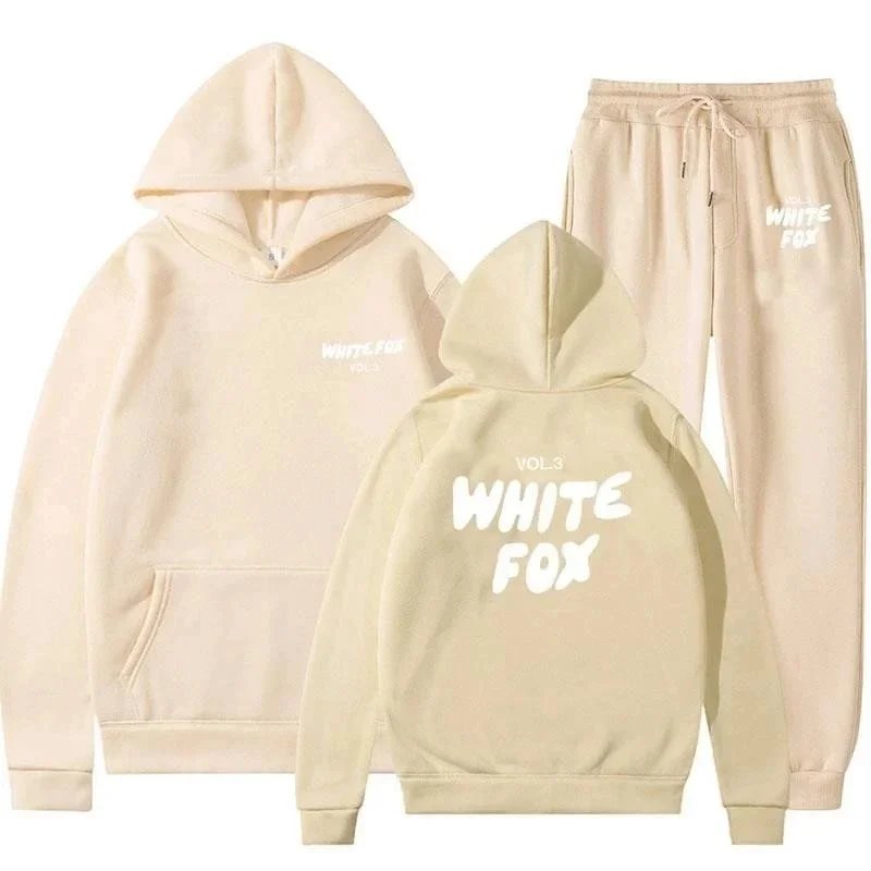Design White Fox Vol.3 Pink Hoodie and Sweatpants Set Sets - 12
