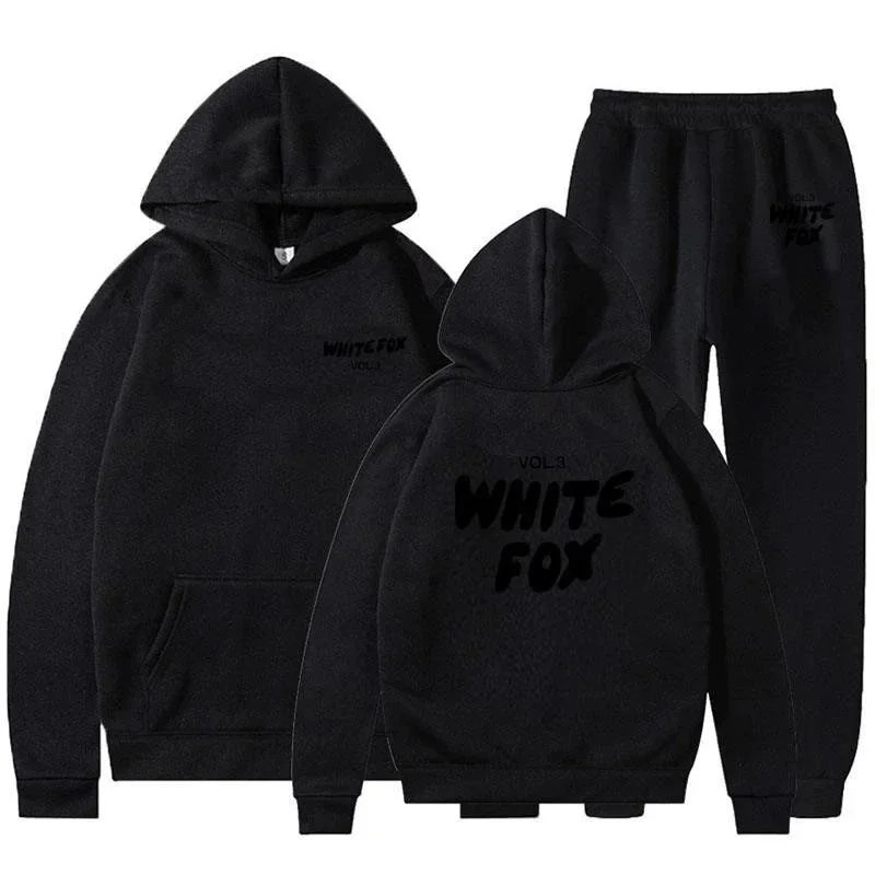 Design White Fox Vol.3 Pink Hoodie and Sweatpants Set Sets - 7