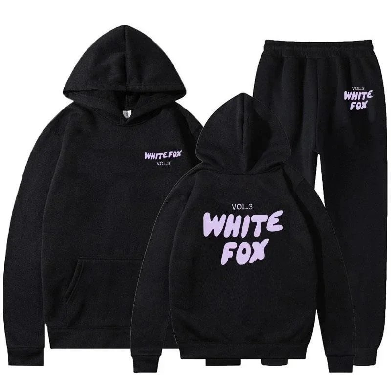 Design White Fox Vol.3 Pink Hoodie and Sweatpants Set Sets - 9