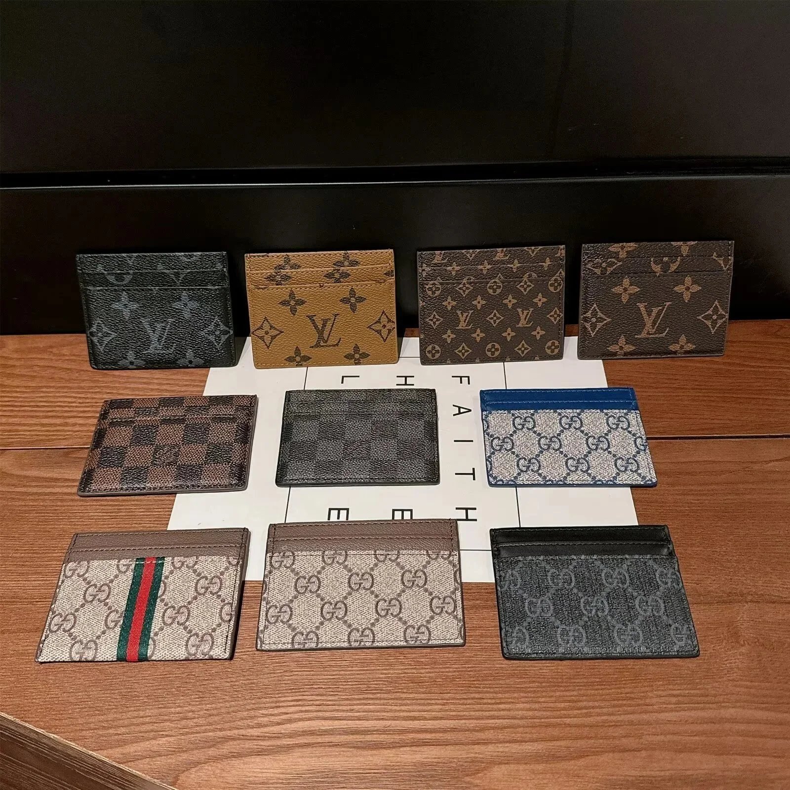 Gucci GG Marmont Card Holder Beige and Brown Canvas Wallet - 18