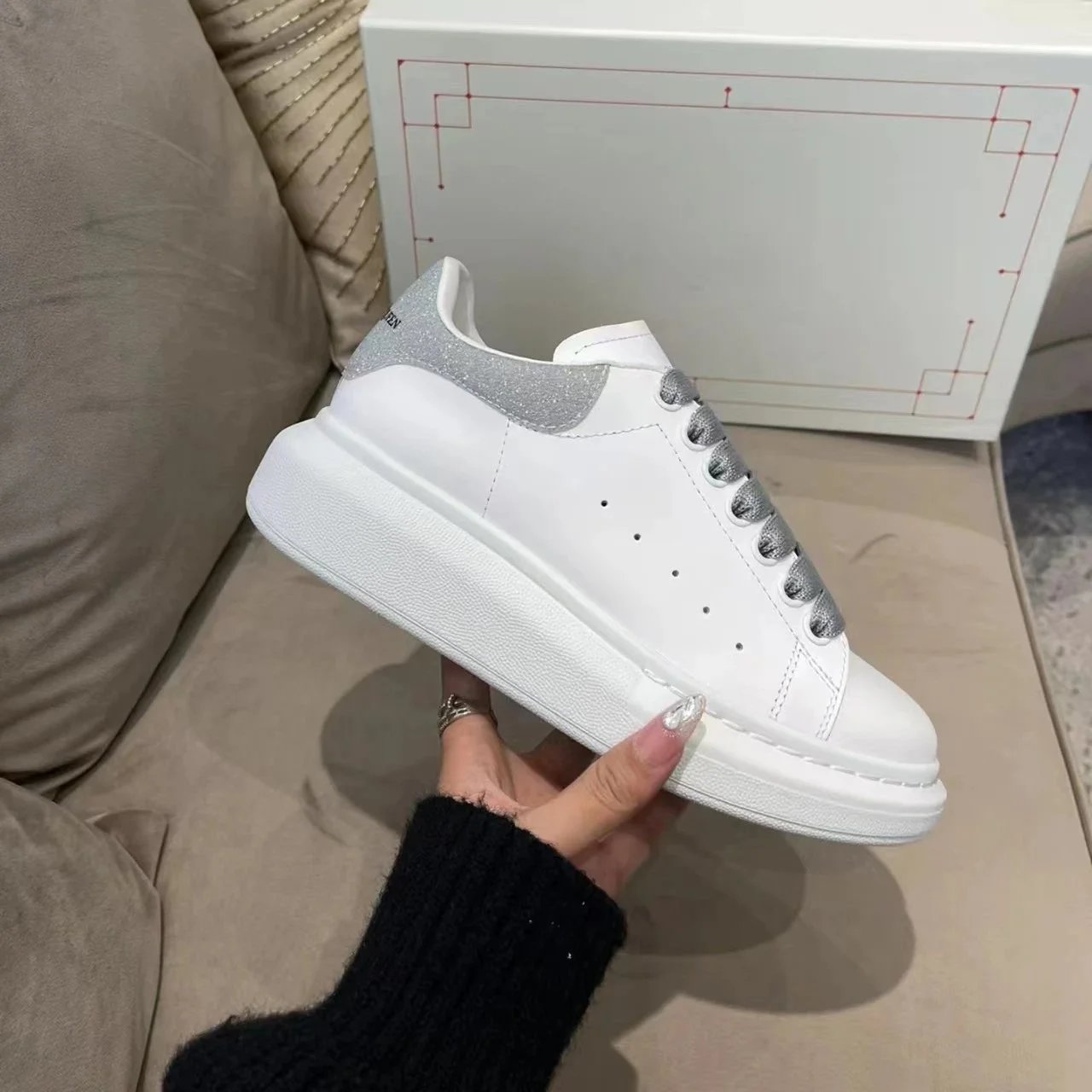 Alexander McQueen Oversized Sneakers White with Rainbow Laces Sneakers - 13