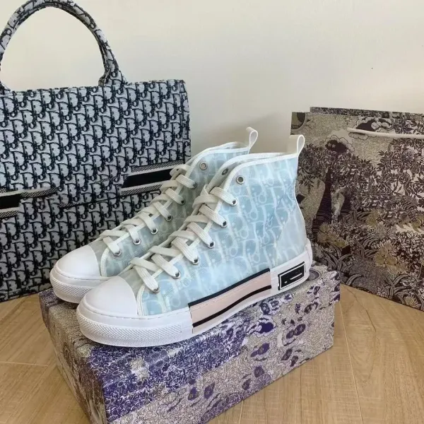 Dior B23 High-Top Newspaper Print White Sneakers - 11