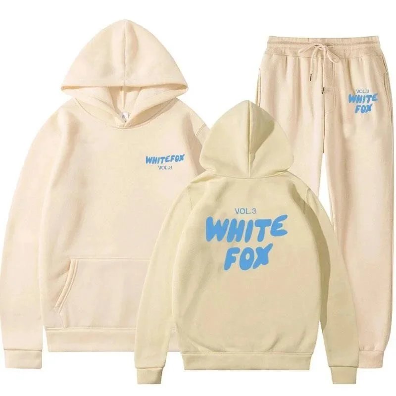 Design White Fox Vol.3 Pink Hoodie and Sweatpants Set Sets - 10