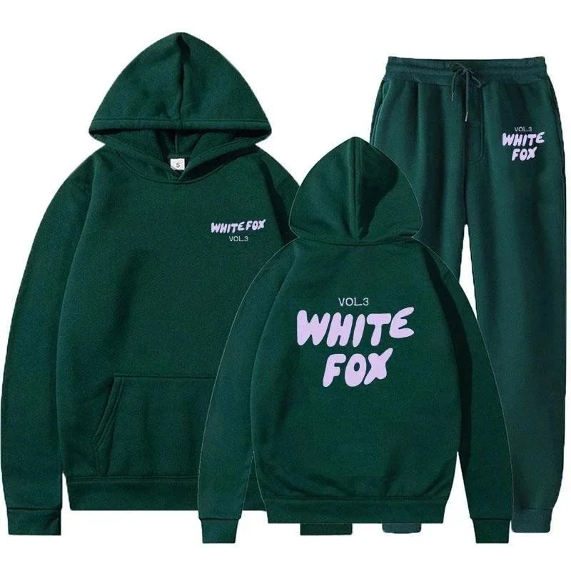 Design White Fox Vol.3 Pink Hoodie and Sweatpants Set Sets - 22