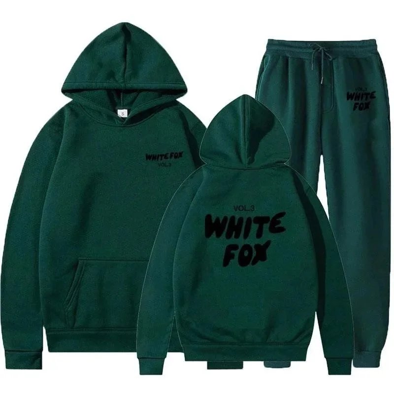 Design White Fox Vol.3 Pink Hoodie and Sweatpants Set Sets - 20