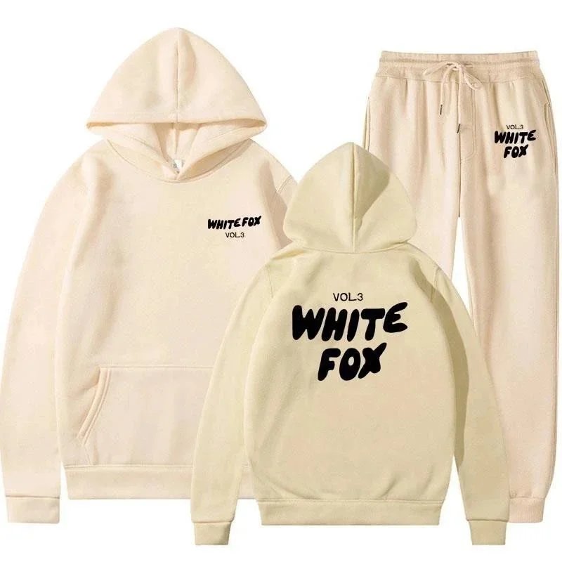 Design White Fox Vol.3 Pink Hoodie and Sweatpants Set Sets - 11