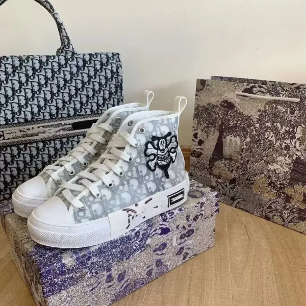 Dior B23 High-Top Newspaper Print White Sneakers - 15