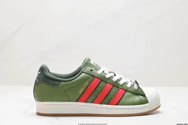 Adidas Originals Superstar Shelltoe Olive Green and Red Sneakers - 1