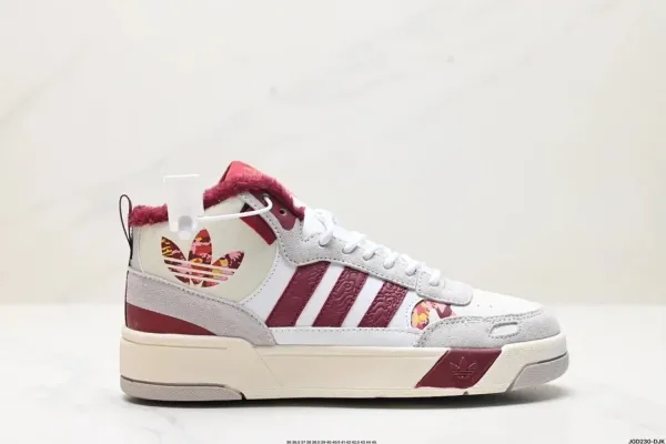 Adidas Originals Forum 84 Mid Floral Burgundy Sneakers - 1