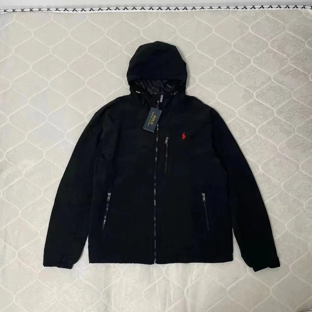 Polo Ralph Lauren Hooded Windbreaker Black Jacket - 1