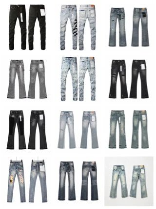 New Men's Light Wash Creative Print Jeans Stretch Slim Fit Skinny Straight Leg Pants