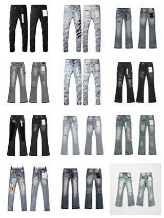 New Men's Light Wash Creative Print Jeans Stretch Slim Fit Skinny Straight Leg Pants