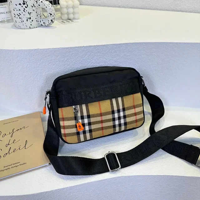 Burberry Crossbody Bags Nylon Zip Bag with Check Panel product detail image 10
