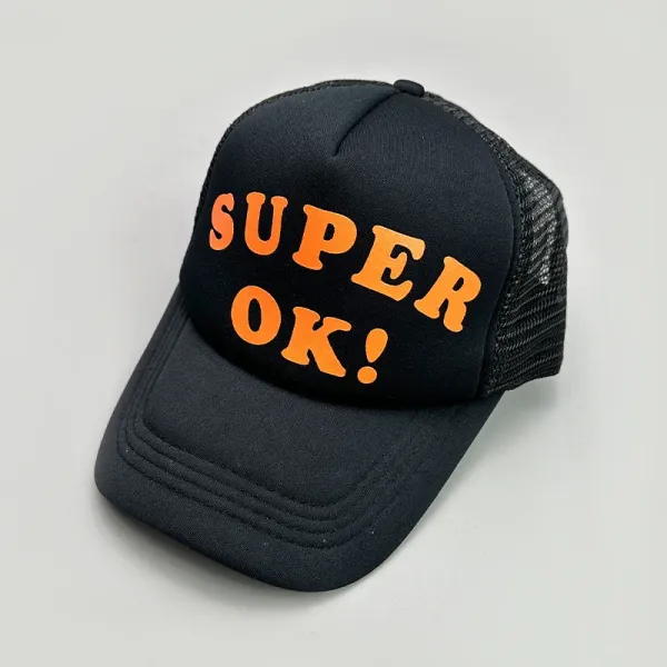 Custom Graphic Trucker Cap Beige and White Baseball Cap - 18