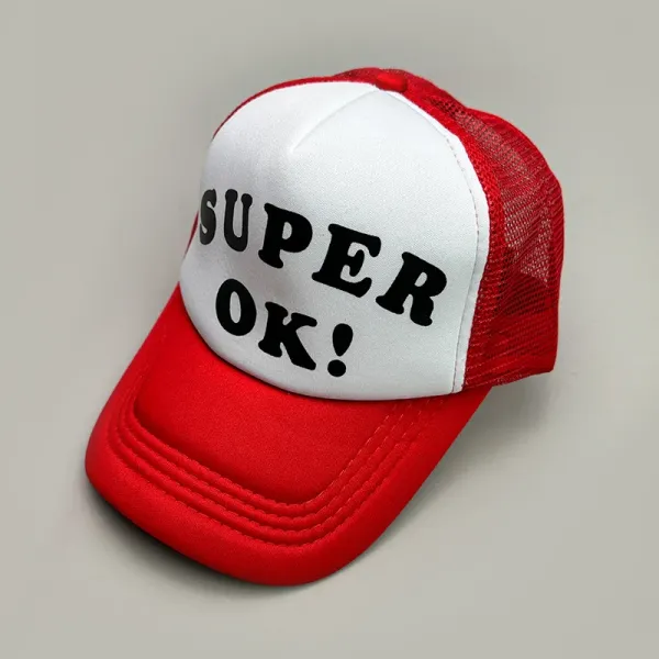 Custom Graphic Trucker Cap Beige and White Baseball Cap - 19