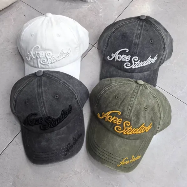 Acne Studios Script Embroidered Gray Baseball Cap - 4