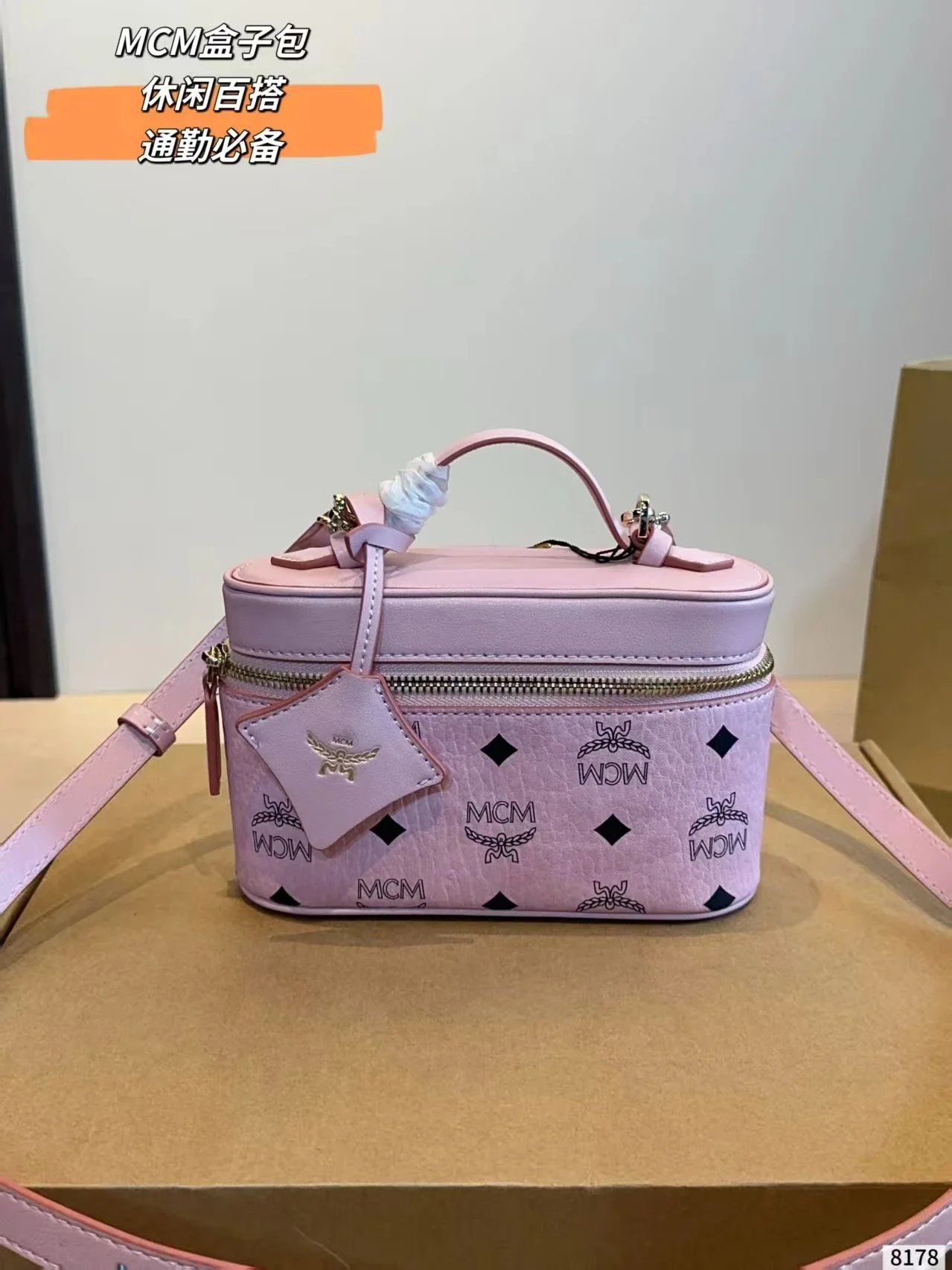 MCM Backpacks Visetos logo-print studded backpack — Purple 19*6*11cm (Best-selling)