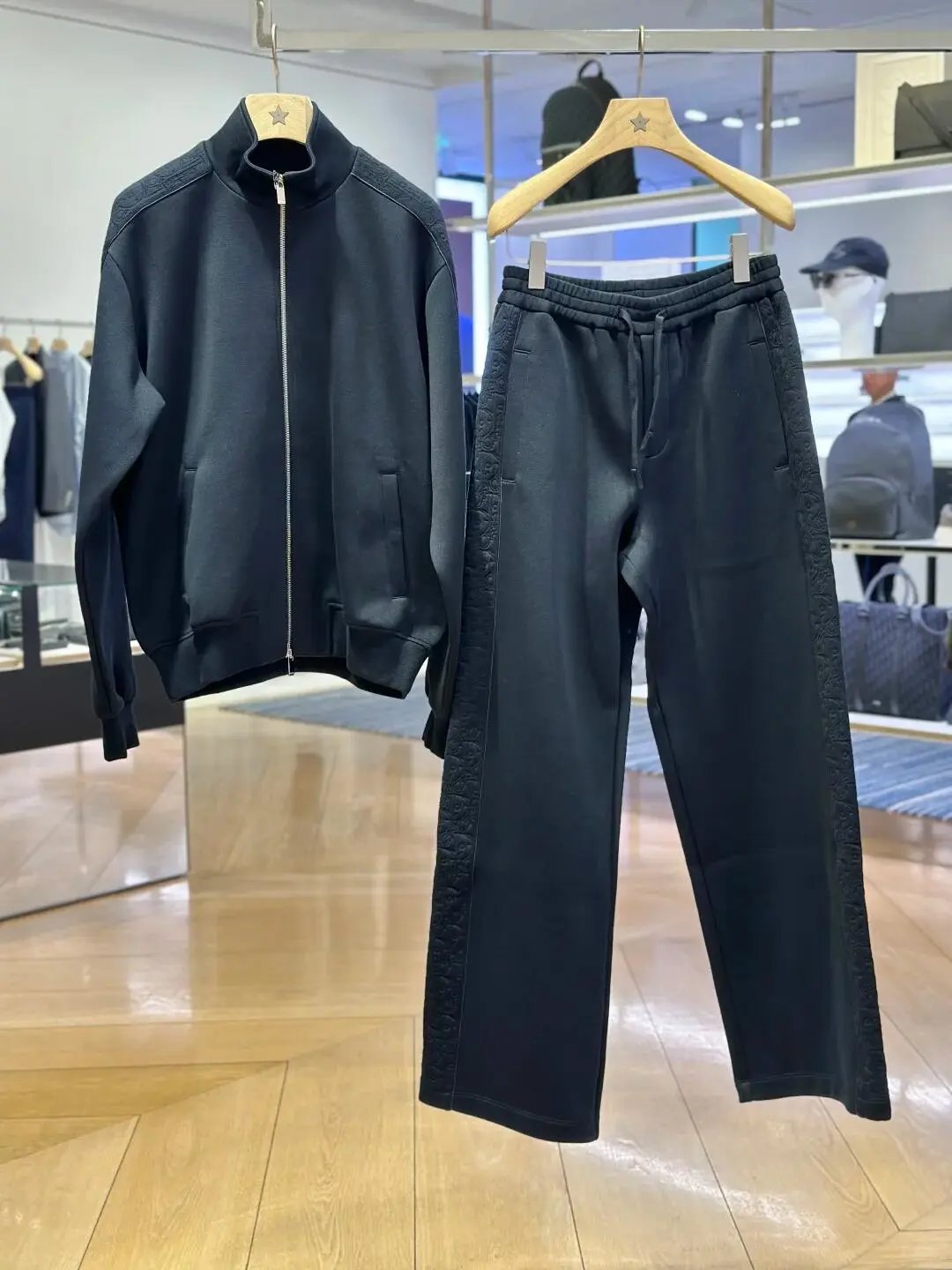 Dior Jackets Monogram Zip-Up Hooded Jacket — Dior jacket set (black)