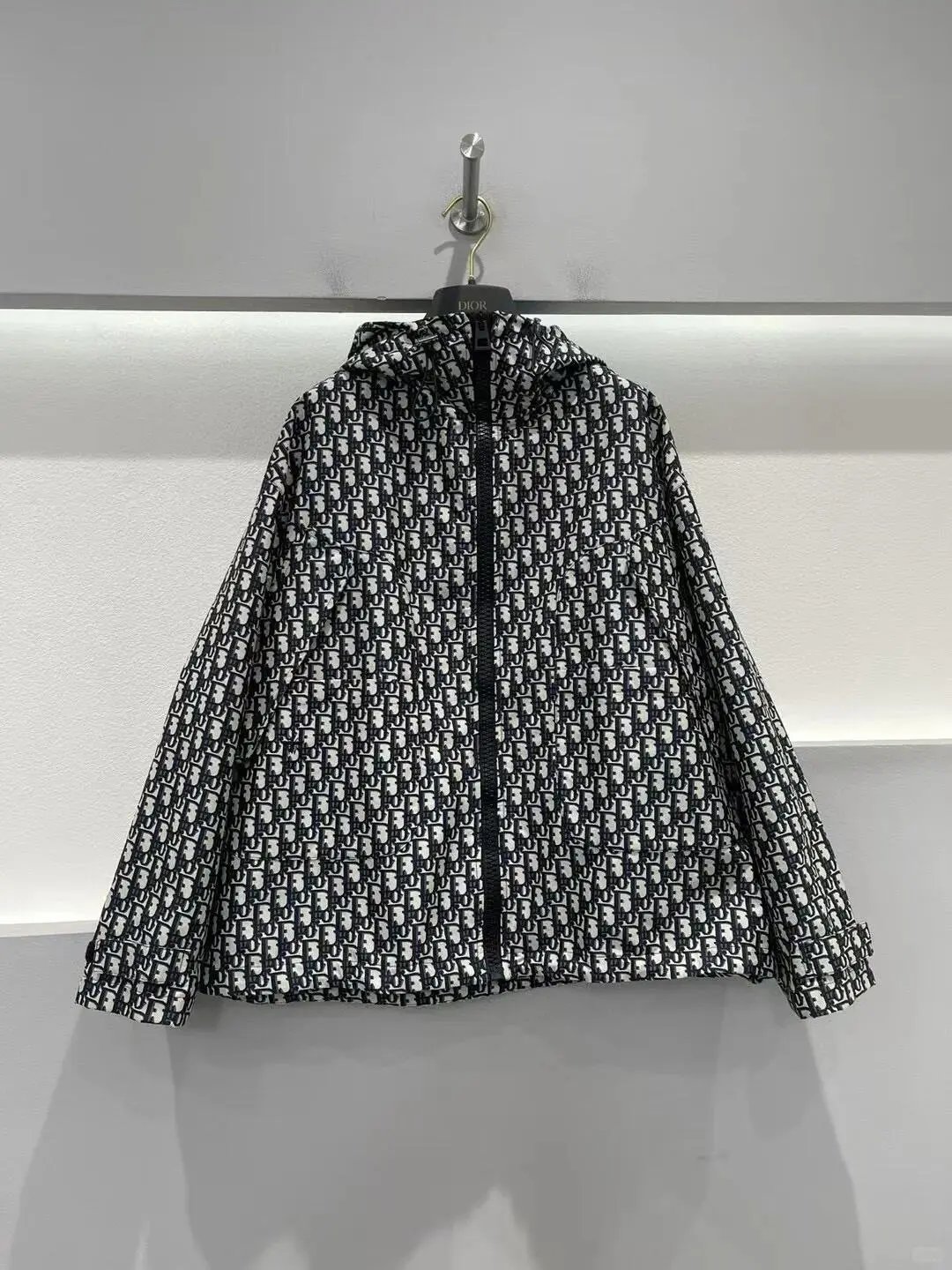 Dior Jackets Monogram Zip-Up Hooded Jacket — Dior lettered jacket