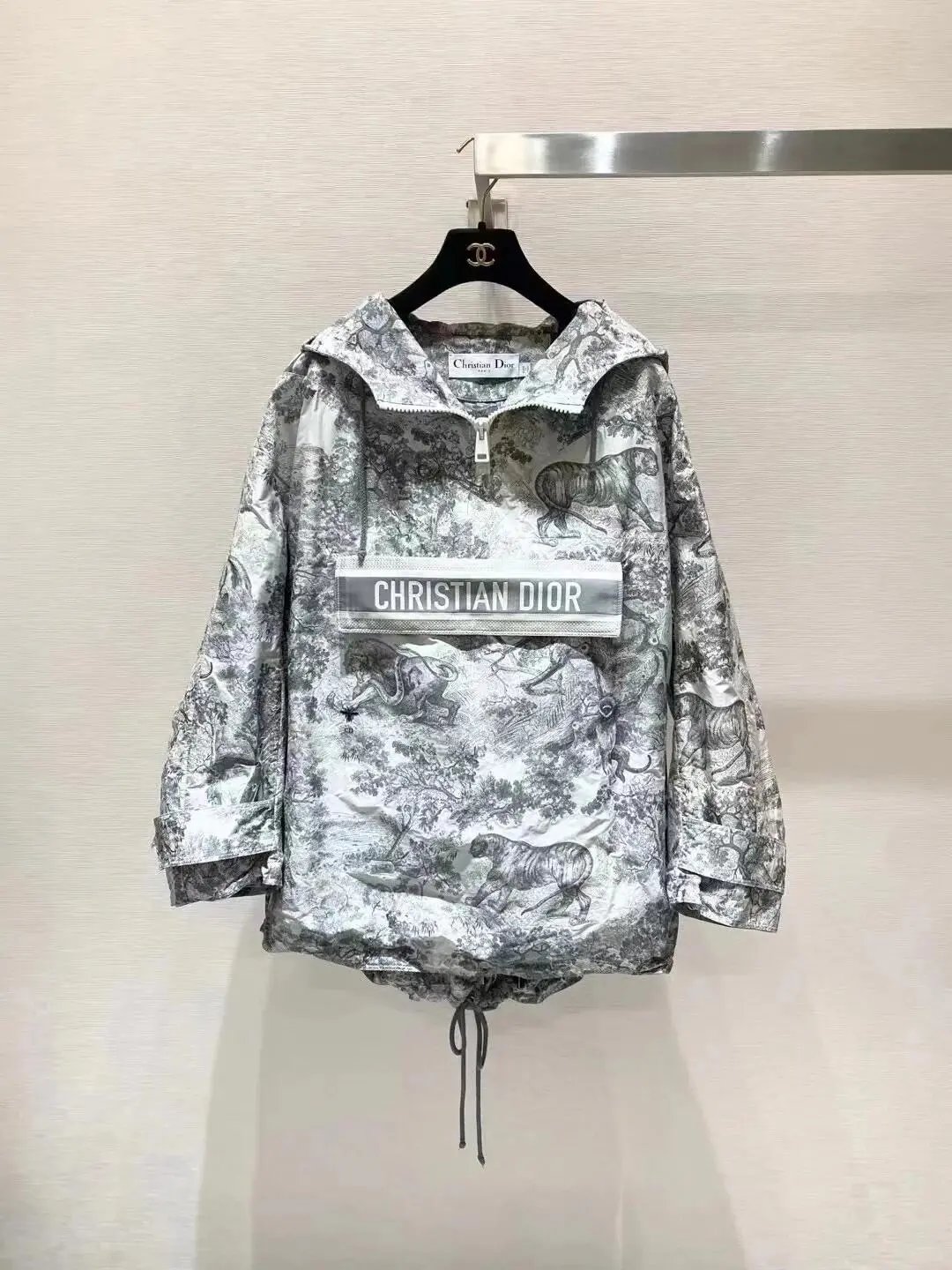 Dior Jackets Monogram Zip-Up Hooded Jacket — Patterned style
