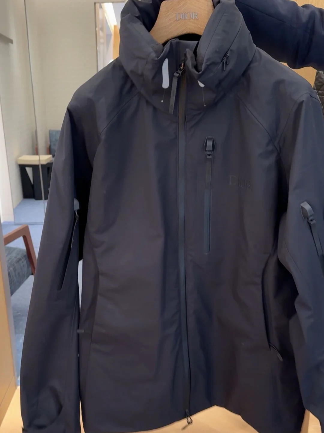 Dior Jackets Monogram Zip-Up Hooded Jacket — Dior jacket (black)